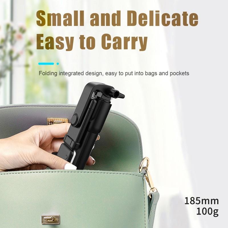 Mini Składany Statyw Bluetooth do Selfie z Lampą Wypełniającą Zdalny Wyzwalacz Bluetooth Wysuwany Drążek do Telefonu Komórkowego Huawei Xiaomi IPhone