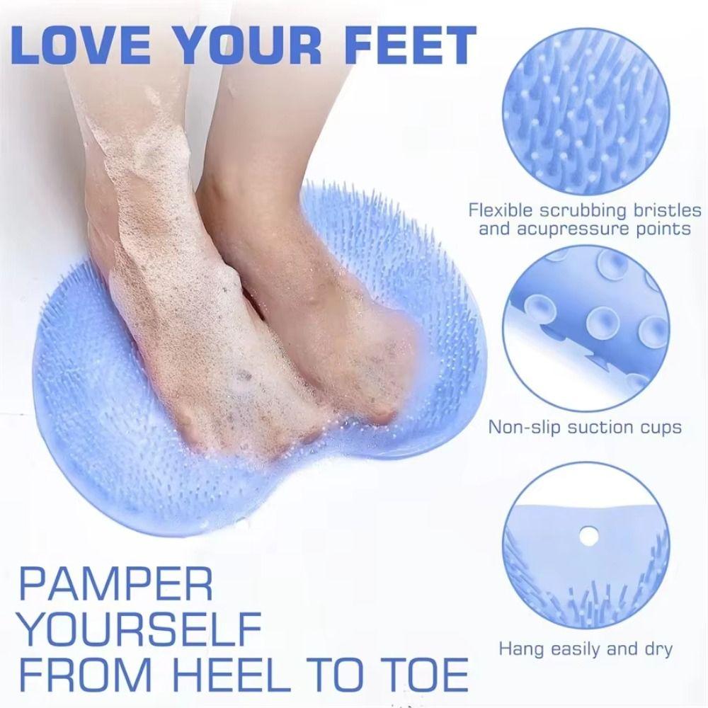 Non-Slip Suction Cups Foot Scrubber Wall Mounted Exfoliating Bath Wash Pad Tired Feet Relief