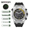Sanda Men's Fashionable Multi-Functional Plaid Waterproof Luminous Quartz Watch