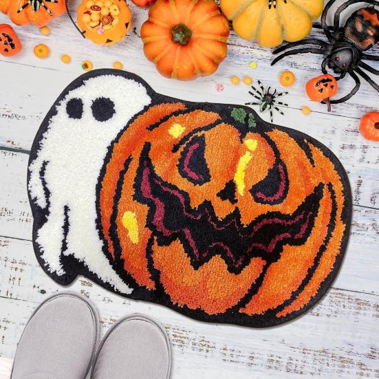 Floor Mat Absorbent Ghost Bathroom Rug Non-Slip Pumpkin Shower Mat