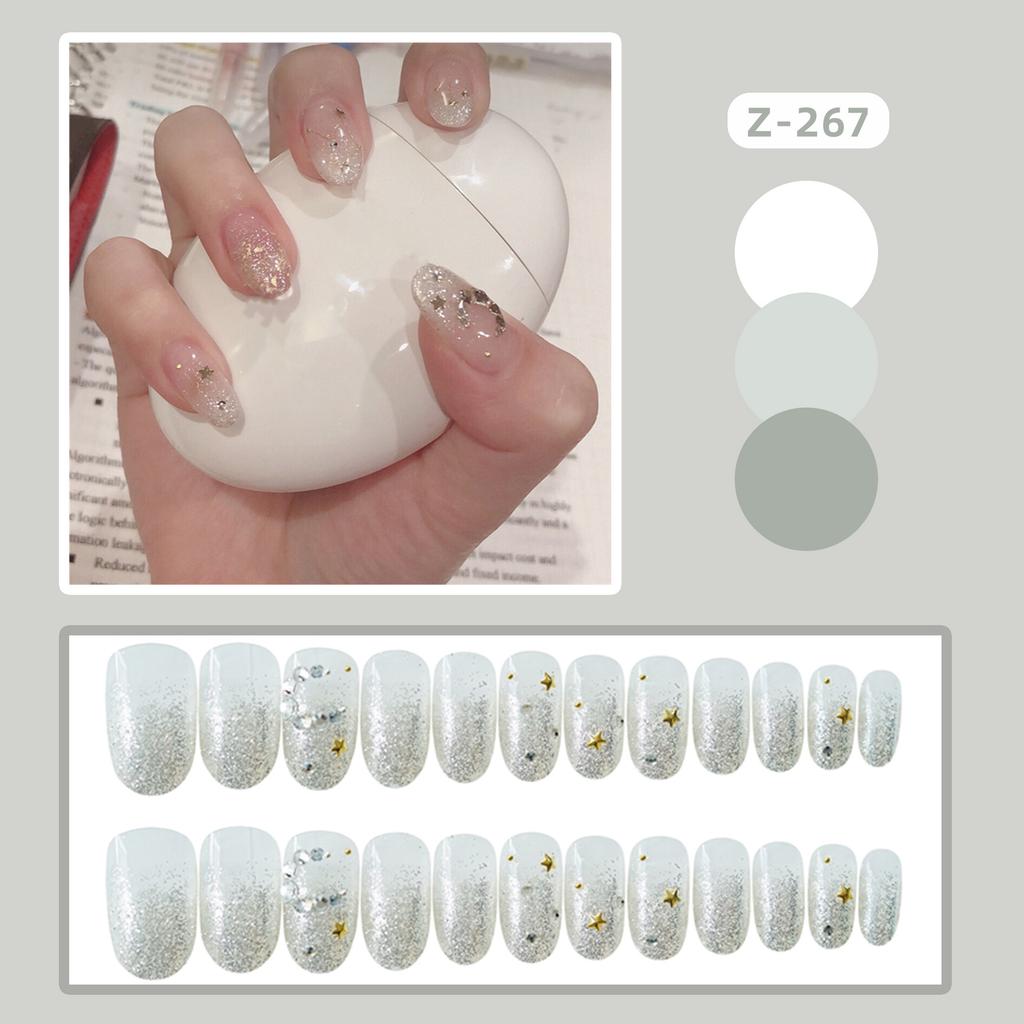 24Pcs Frosted Smoky Black Ripple Fake Nails Full Coverage Removable Press On Nails Finished Nail Stickers