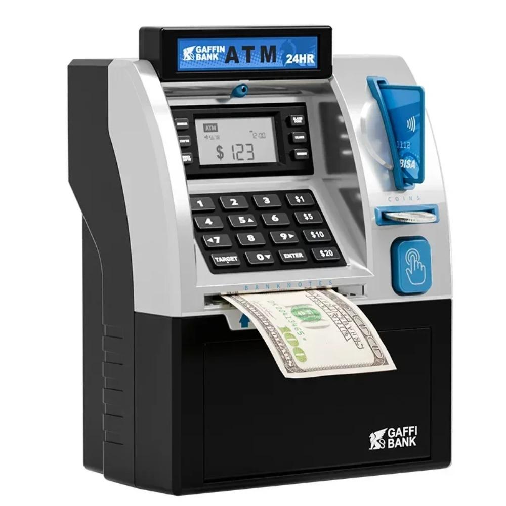 Cajero Electrónico ATM Máquina de Depósito Juguete para Niños Protección con Contraseña Tarjeta de Crédito Banco de Monedas Automático para Niños Caja de Ahorro