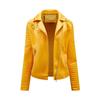 Spring and Autumn Short Leather Jacket Women's Slim Lapel Biker Jacket Diagonal Zipper Jacket Women's Coat