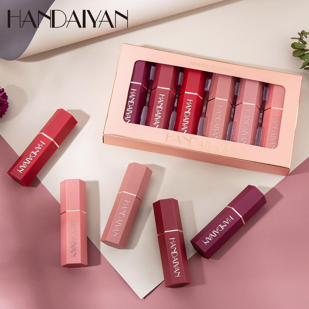 Rossetto antiaderente per labbra sexy in velluto opaco lucidalabbra 6 pezzi/set