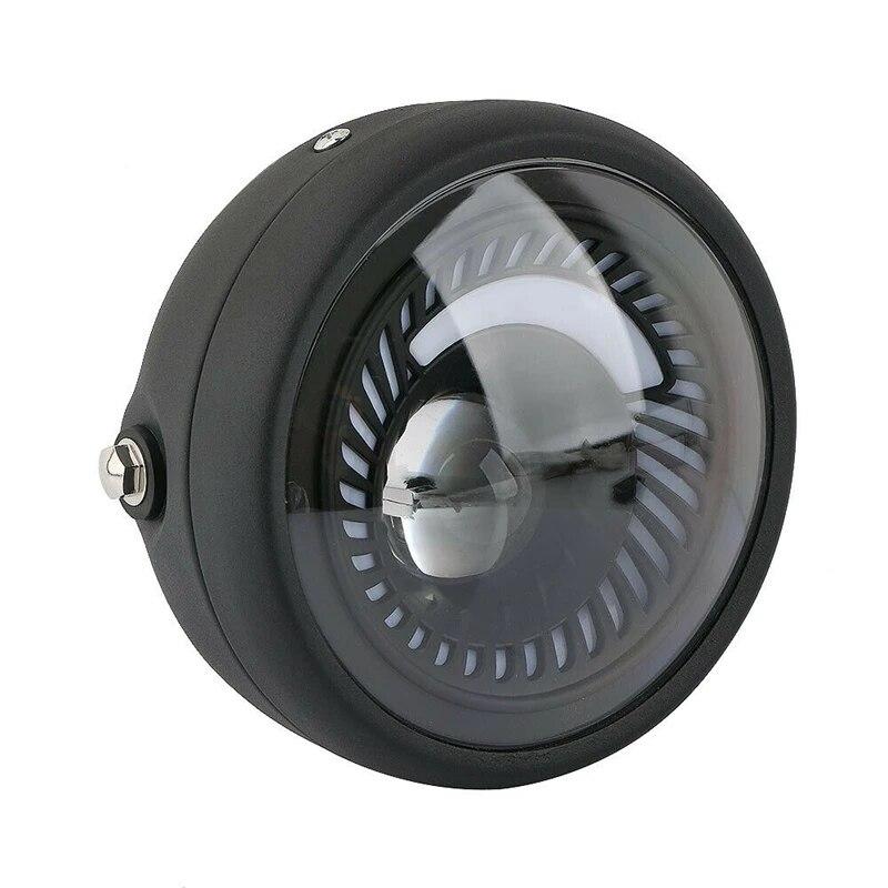 Motorrad Cafe Racer Bobber 6,5 Zoll LED-Scheinwerfer Spirale weiße Seitenhalterung