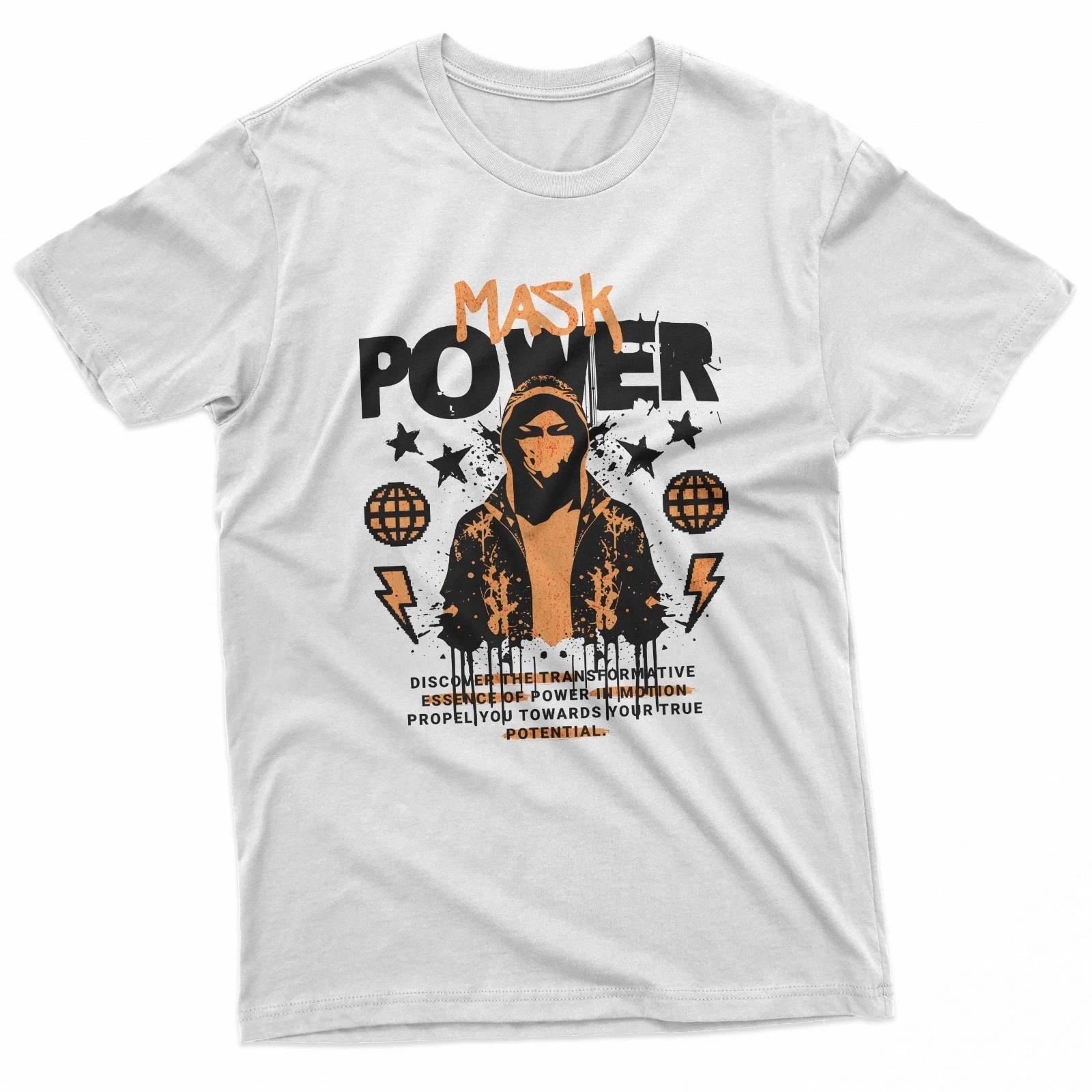 Mask Power Graffiti Splatter Streetwear 100% Cotton T-shirt Mens Tees Top S