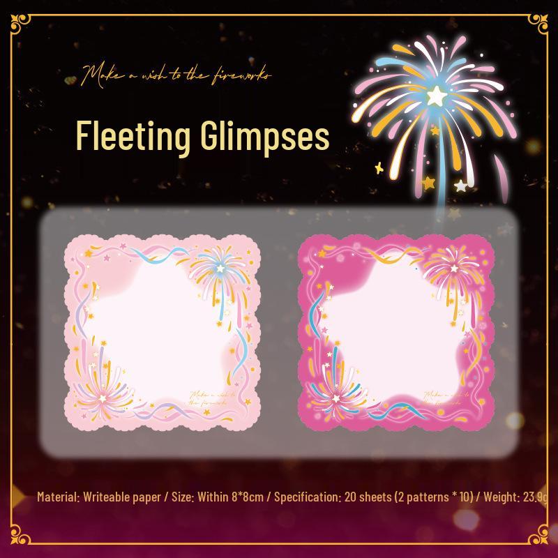 Yuxian Galaxy Dream Series Embossed Sticky Notes with Hot Stamping - Fireworks Design, 20 Sheets, 4 Styles