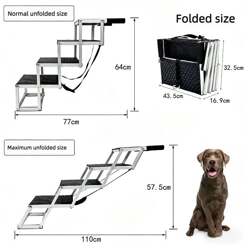 

Outdoor Aluminum Dog Ladder Portable and Foldable Pet Staircase Antiskid Design Sedan SUV Staircase Dog Accessories Supplies чорний