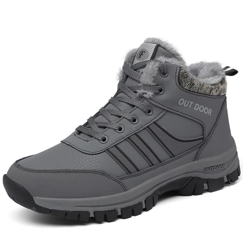Warm Plush-Lined Winter Cotton Shoes: Casual Sporty Snow Boots for Outdoor Hiking, Ideal for Middle-Aged & Elderly, Available In Large Sizes