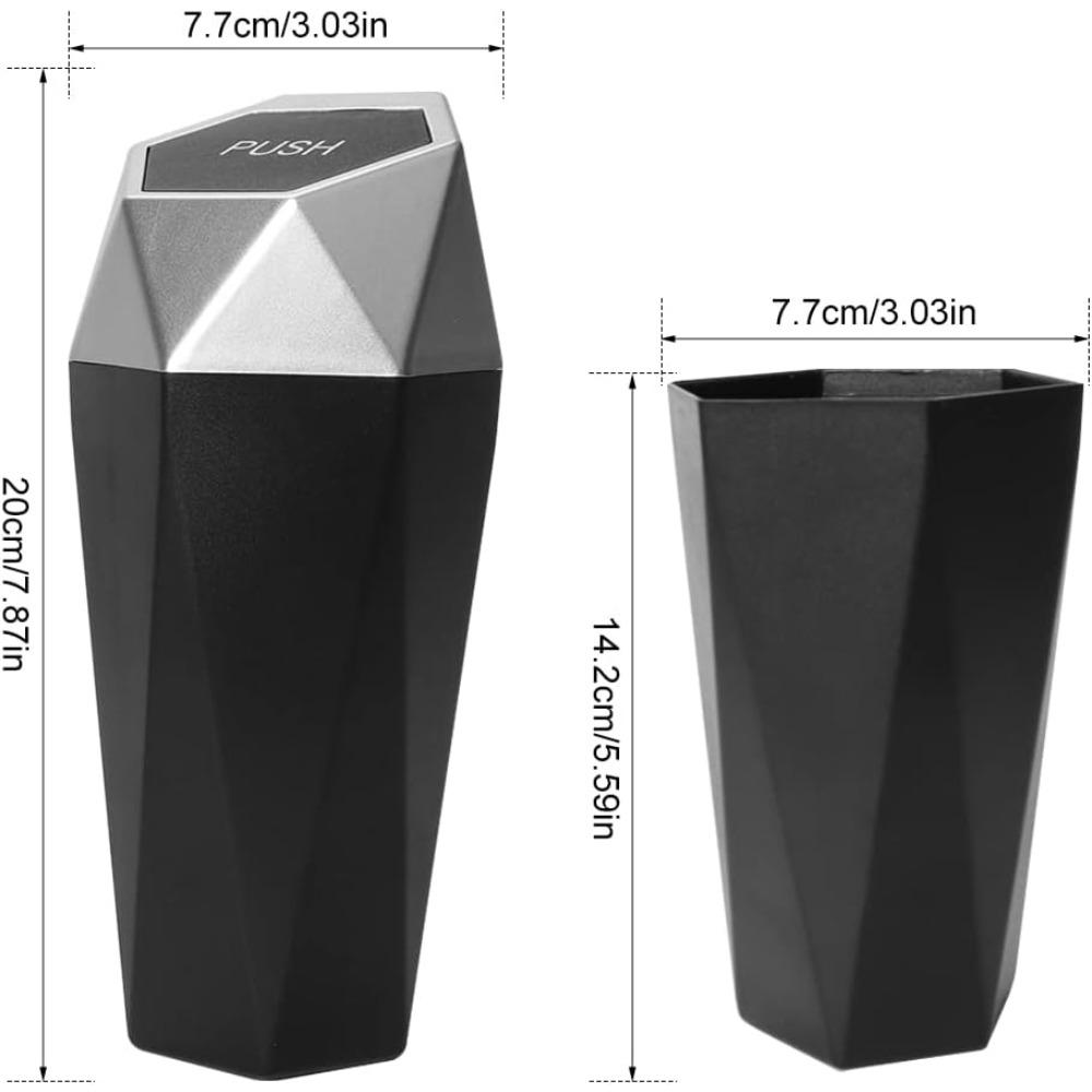 Car Rubbish Bin with Lid, Portable Vehicle Trash Bin, Car Cup Holder, Car Drink Holder Trash Bin, Suitable for Cars, Bedrooms, Offices