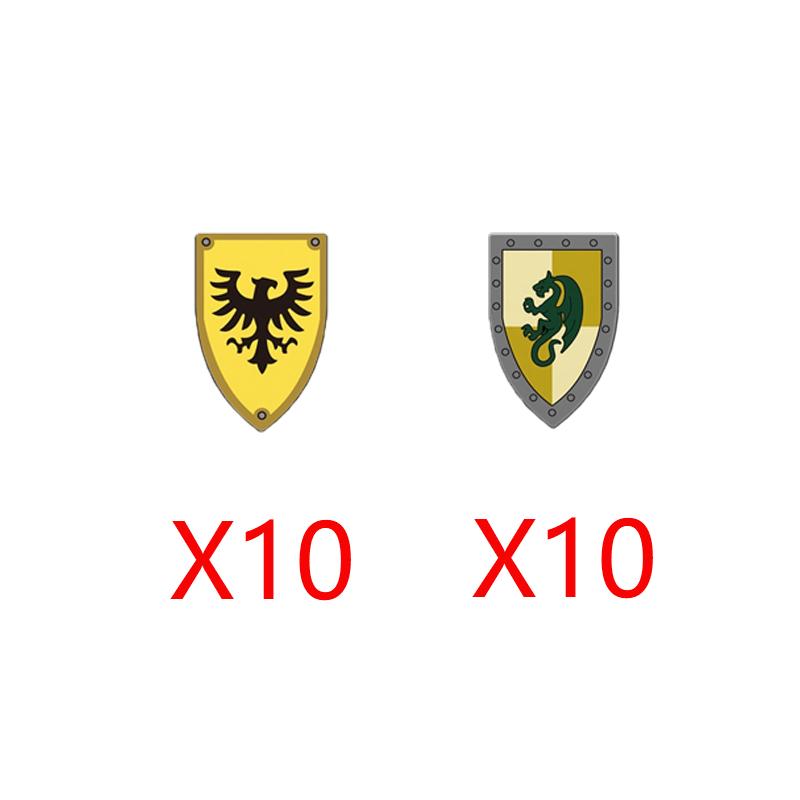 Medieval Castle Soldier Figure Equipment Building Blocks Lion Black Eagle Knight Waffen Accessories Shield Vest Cloak Brick Toys