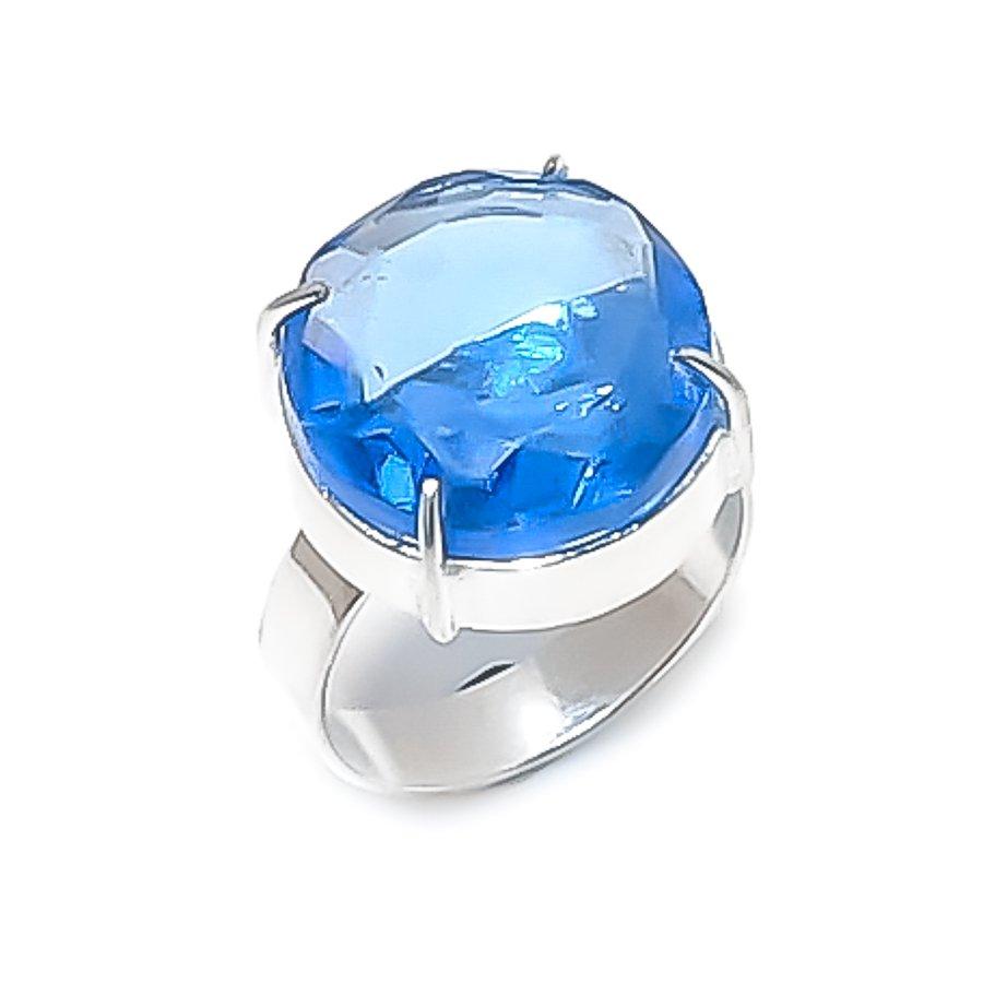

Натуральный швейцарский голубой топаз драгоценный камень 925 стерлинговое серебро ювелирное кольцо размер 8 T0n59