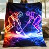 1 Stück Eishockeyspieler Neon Glow Kampfkampfdecke Sportfan-Decke Lebendiges Energie-Design Weiche Fleecedecke für Männer und Jungen