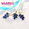 Trendy 925 Silver Anniversary Jewelry Set with Cubic Zirconia Pendant Necklace and Hoop Earrings