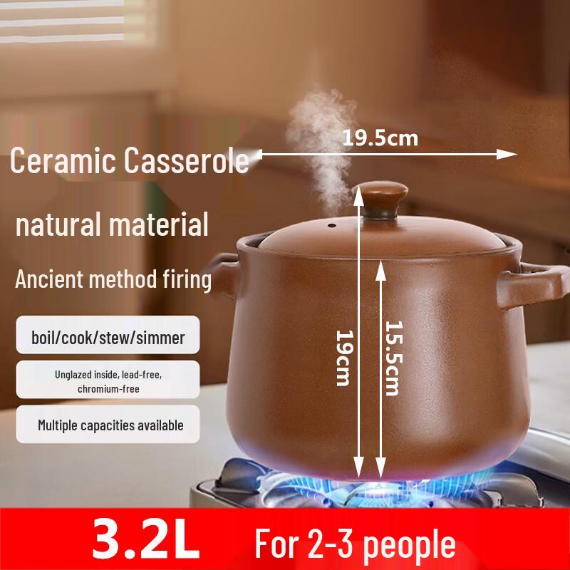 HuaMeiGuan Traditional Unglazed Clay Stew Pot