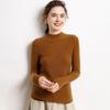 2024 Autumn/Winter Women's Ribbed Cashmere Sweater with Half-High Neck