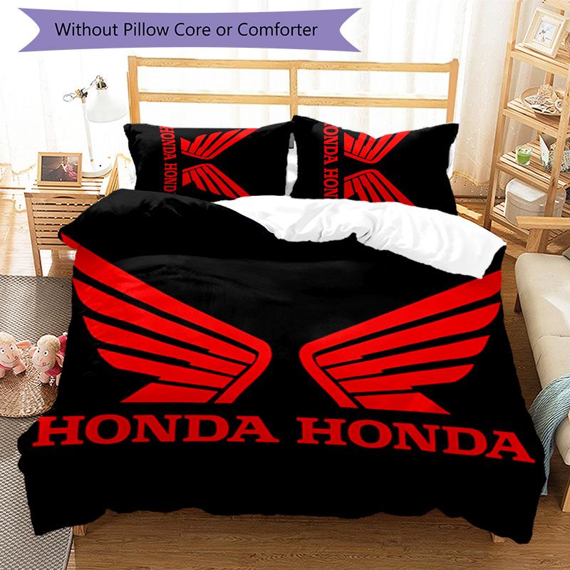 3pcs Honda Logo pattern bedding set duvet cover set includes duvet cover &pillowcases, perfect all season bedroom decoration & gift