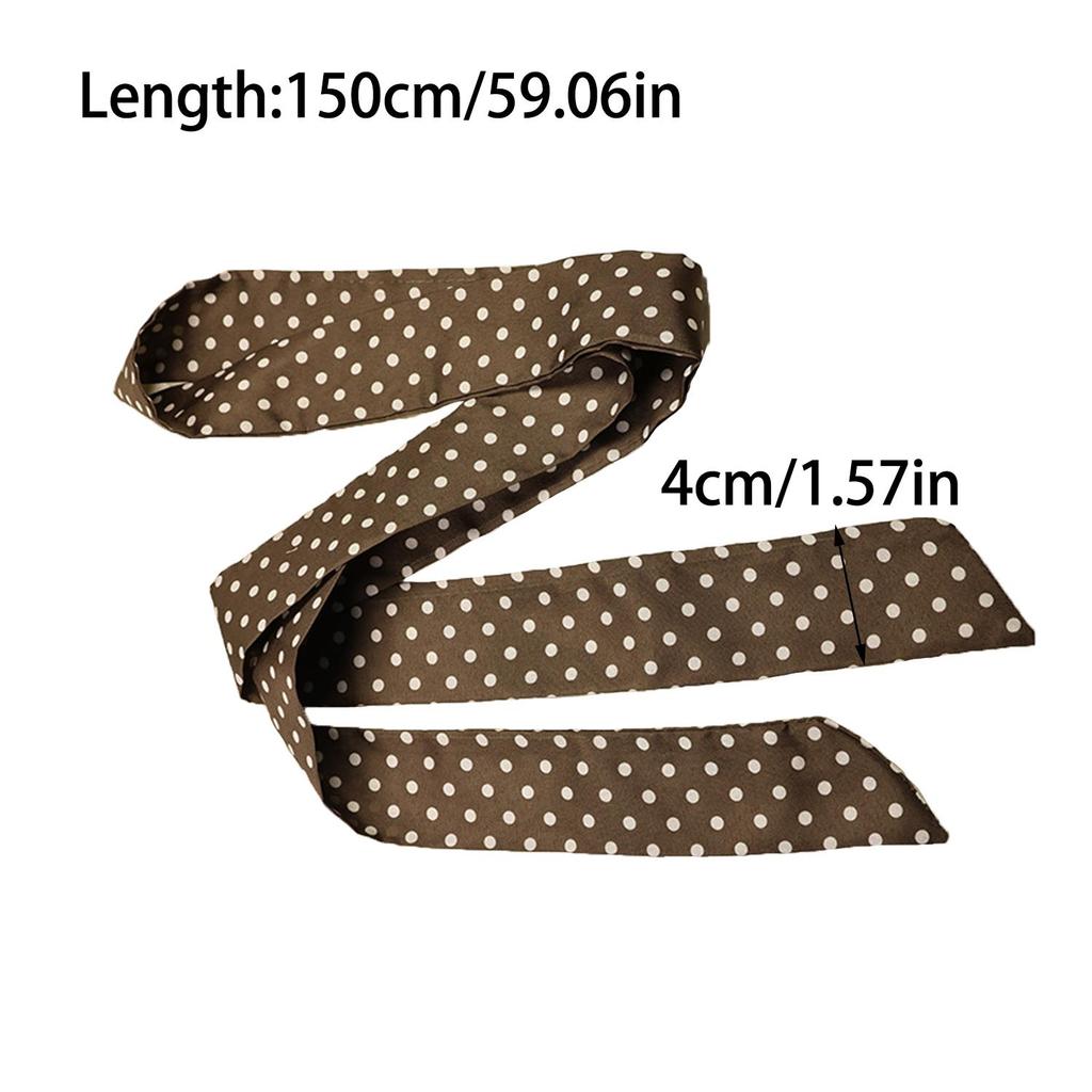 Retro Narrow LongThin Scarf Polka Dots Women Tie Multifunction Hairs Band Bags Handle Decoration Scarfs Fashion Accessories