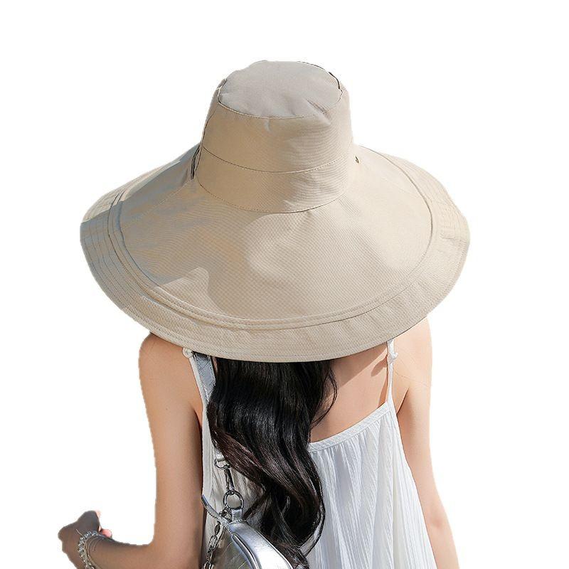 Bucket Hat Women Plus Large Eaves Sunshade Double-Sided Sun Protection Hat Casual Simple Travel Uv Protection Hat