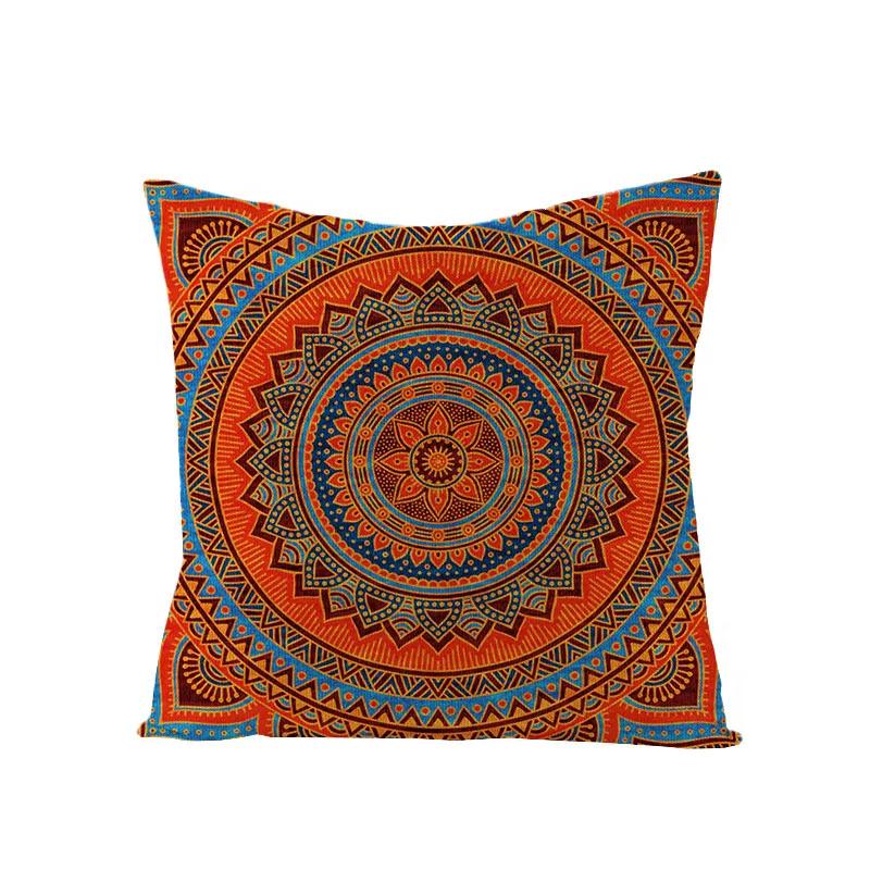 Подушка для дивана Подушка Домашнее украшение Мандала Чехол Богемный Этнический Декоративная наволочка 18x18Inch