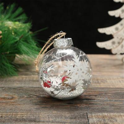 Pet Transparent Snowflake Interior Christmas Ball Christmas Tree Pendant Christmas Decoration Gift 2025 New Year Drop Ornaments