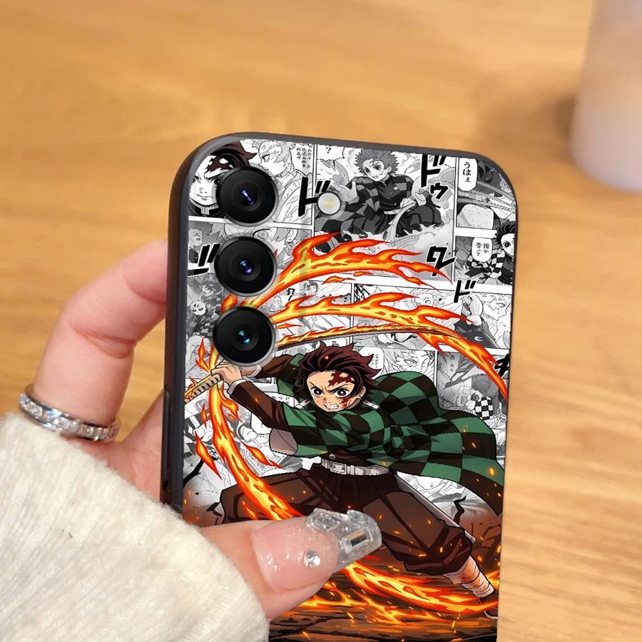 Demon S-Slayer Sanemi Case for Samsung Galaxy S23 Ultra S24 Plus S21 FE S25 Edge S20 Black Soft Phone Cover