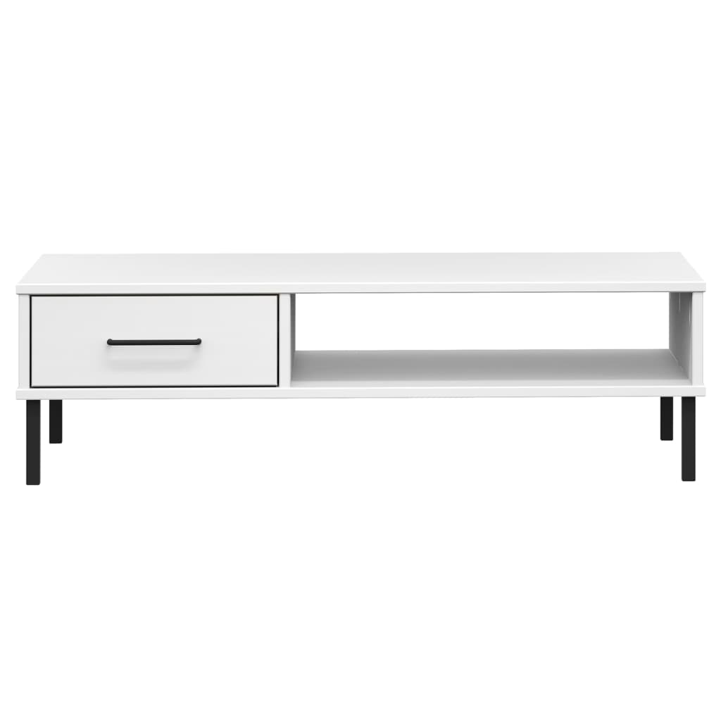  OSLO Coffee Table, Metal Legs, White, Pine Wood