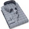 Camicia sottile a maniche lunghe stampata da uomo, camicia a quadri slim fit coreana, camicie casual da lavoro, top a righe alla moda da strada