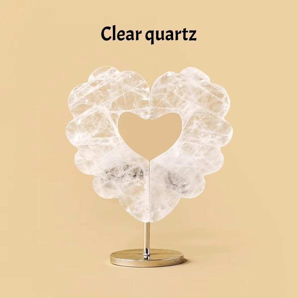Amethyst Love Wings Sculpture Heart-shaped Crystal Raw Stone Home Desktop Ornament