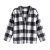 Women's Casual Plaid Cardigan V-Neck Loose Fit Open Front Jacket