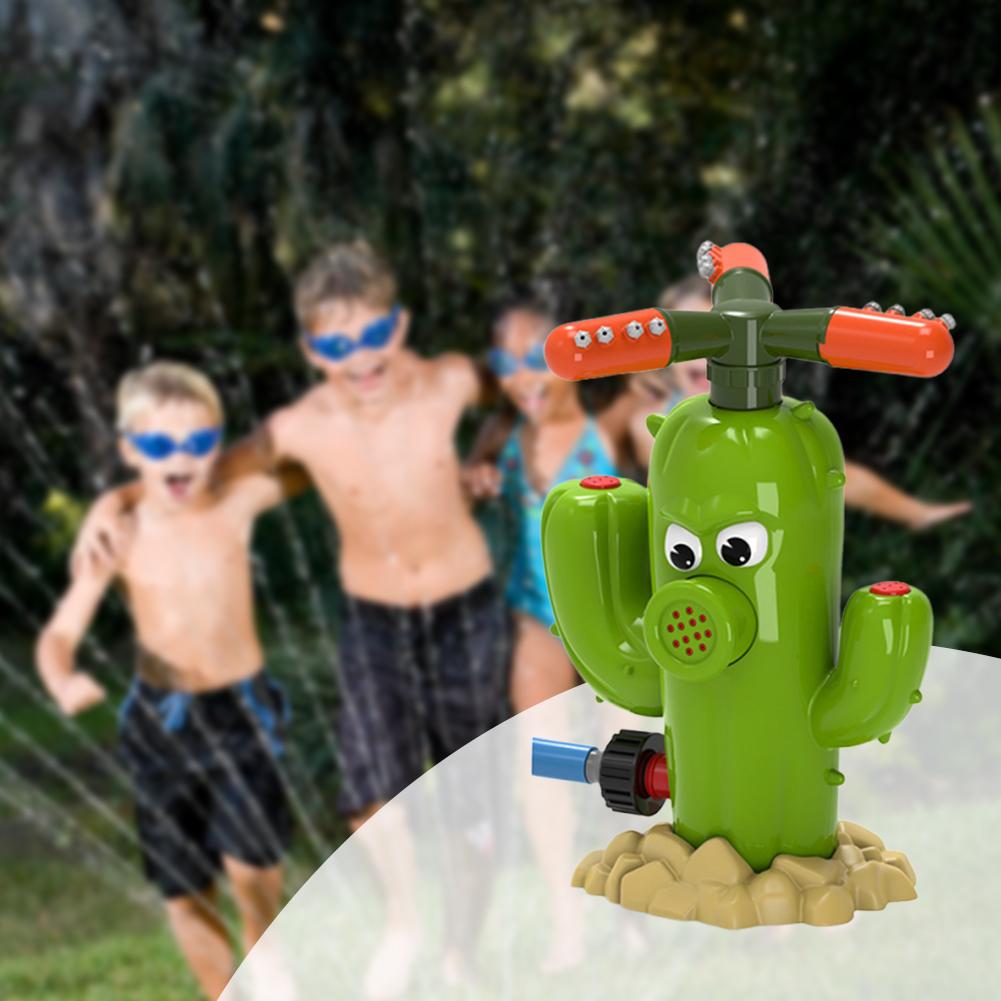 Cartoon Cactus Water Spray Outdoor Spinning Sprinkler Toy Creative Fire Hydrant Swing Rotating Water Sprinkler Garden Watering
