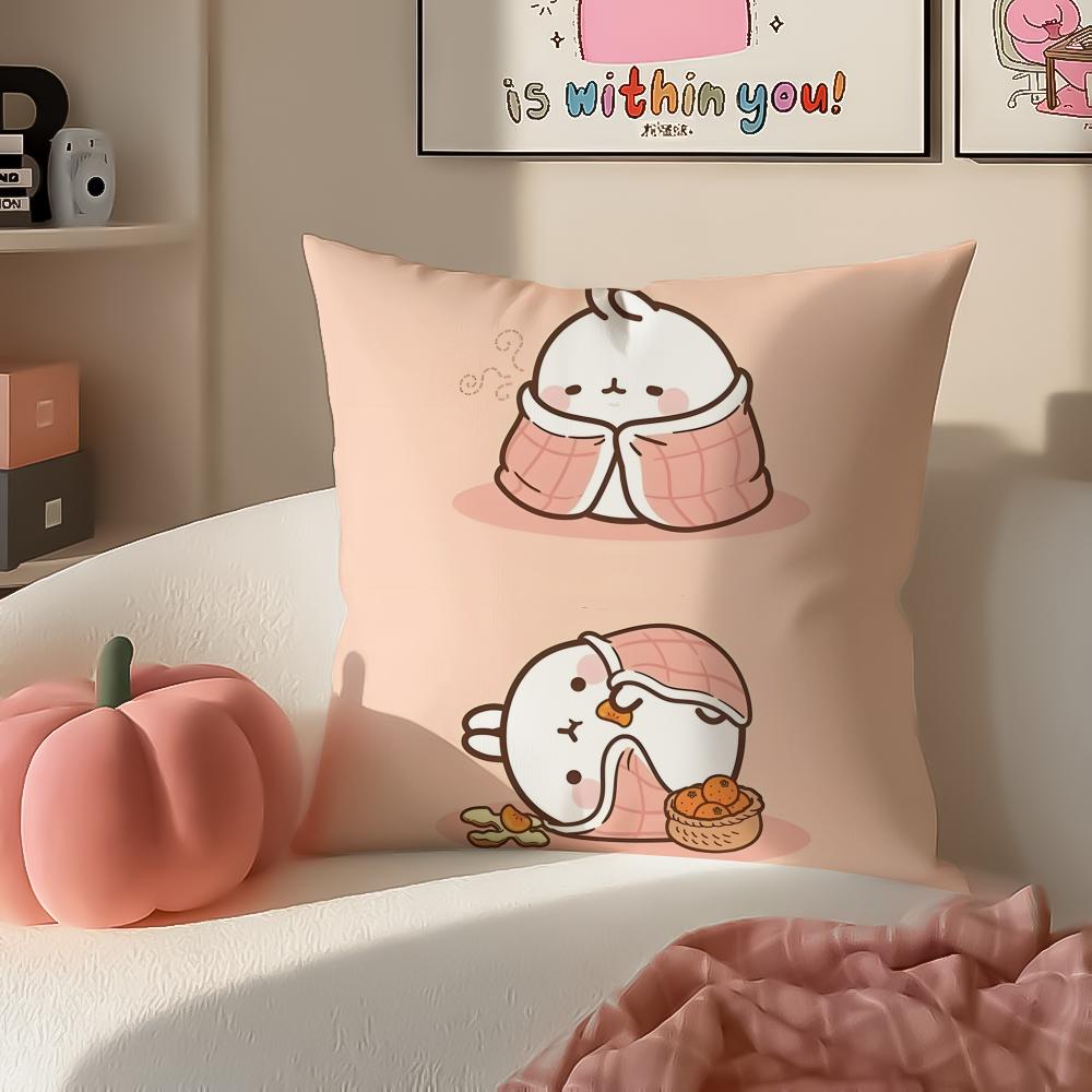 Cute MMolang Cushion Cover Pillowcase Short Plush Invisible zipper Room Sofa Cushion Cover