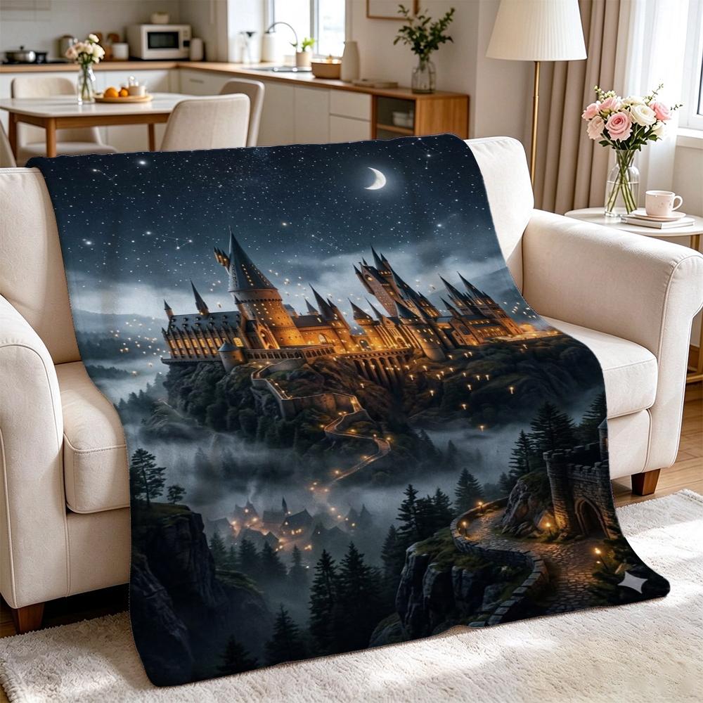 Hogwarts School Crest Flannel Blanket Comfortable Skinfriendly Fleece Blanket For Office Sofa Home Party Decor Memorial Gift