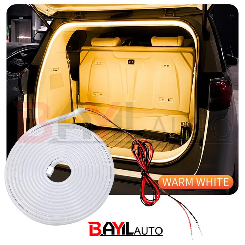 2m/4m Car Trunk Light Dynamic Flowing Ambient Decorative Atmosphere Lamp Led Flexible Strip Universal Ultra-bright Interior 12V 2m теплый белый
