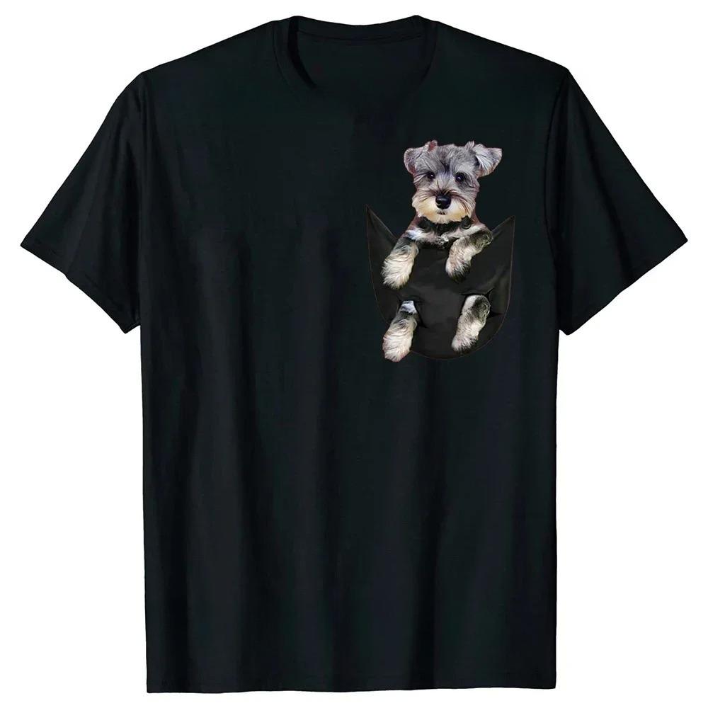 Novelty Awesome Schnauzer Dog In Pocket T Shirts Graphic Streetwear Short Sleeve Birthday Gifts Summer Style Tshirt