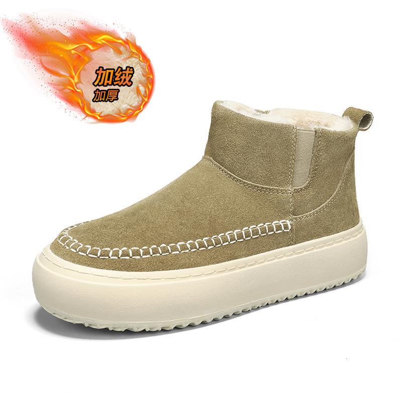 

Snow boots men s winter men s shoes fleece warm one pedal lazy thickened cotton shoes thick-soled non-slip short boots 39