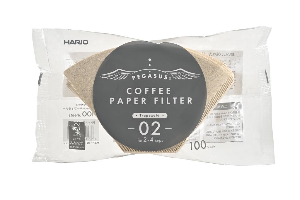 HARIO Pegasus Kaffeepapierfilter 02M Misarashi für Tassen 100 Stück Made in Japan 2~4 PEF-02-100M