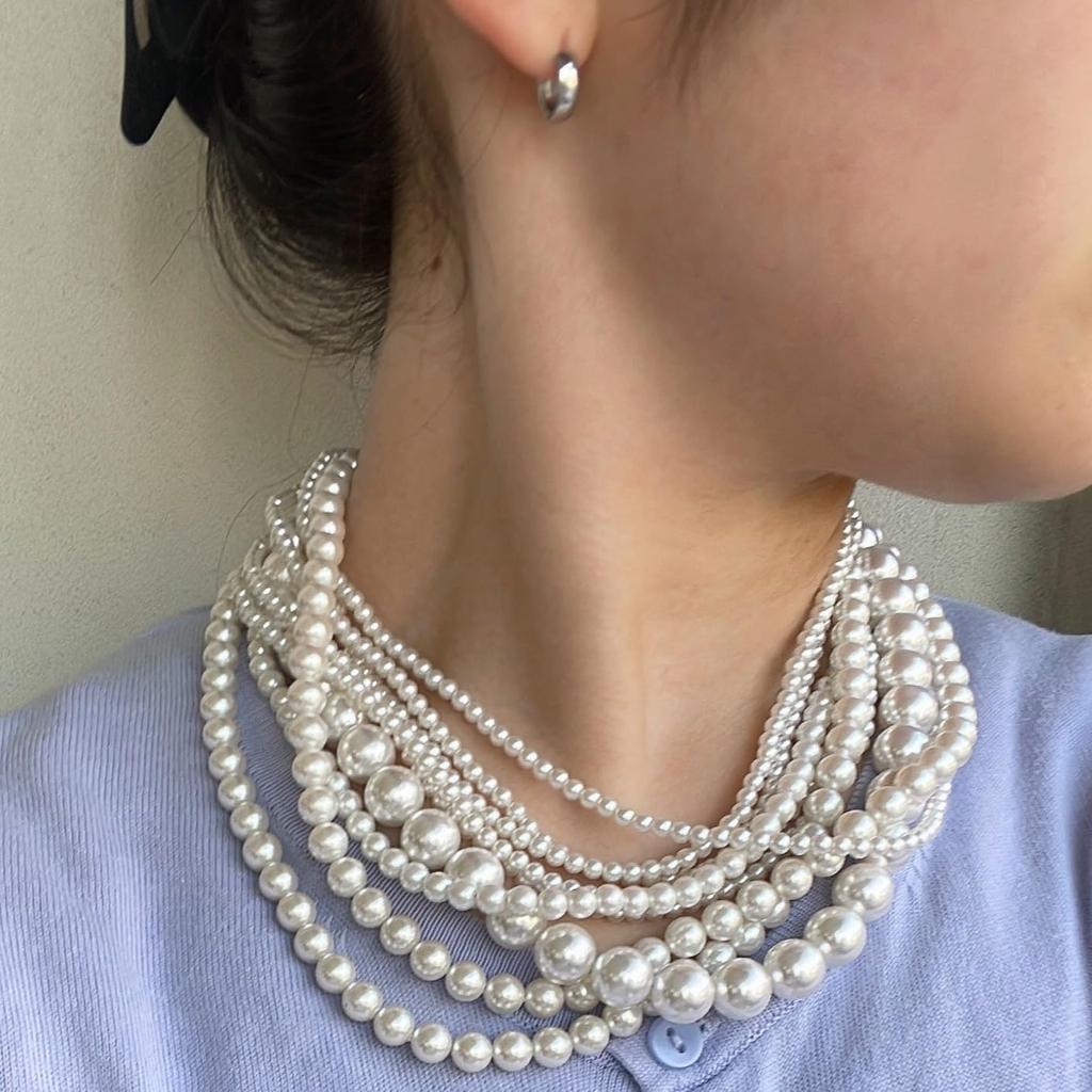 [MAHINA] Volume Pearl Necklace, 10-strand necklace, Japanese pearls, wedding, pearls, Korean fashion, overseas fashion, Korean, y2k, vintage