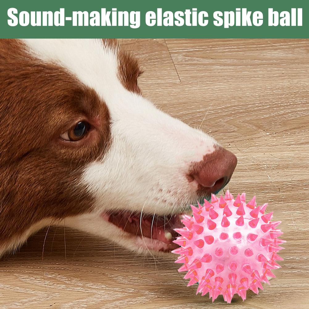 Pet Dog Toys Cat Puppy Sounding Toy Polka Squeaky Tooth Cleaning Ball TPR Training Pet Teeth Chewing Toy Thorn Balls Accessories