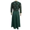 2 Pcs/Set Women Prom Dress Skirt Set Hollow Out Lace Ruffle Hem High Waist Round Neck Three Quarter Sleeve Ankle Length Banquet Maxi Dress