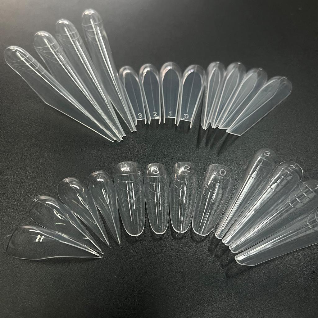 6-in-1 Clear Nail Dual Forms Full Cover Poly Extension Gel Nail Mold Curved Stiletto Acrylic Nail Top Forms Manicure Tools 84pcs