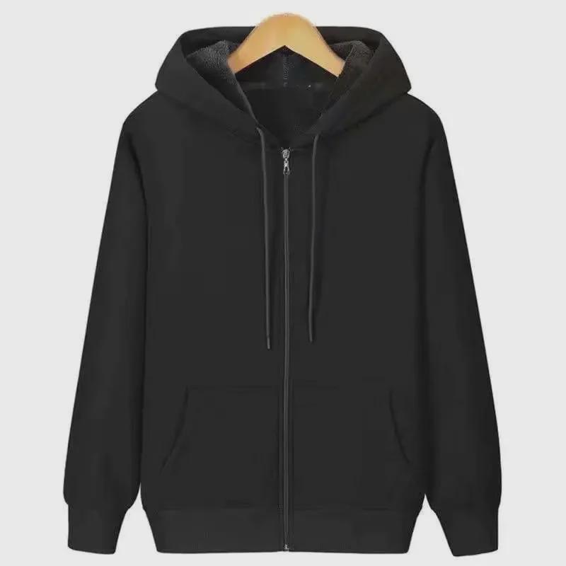 

Мужской свитер большого размера из овчины с капюшоном на молнии - теплый кардиган в корейском стиле для осени и зимы 5XL