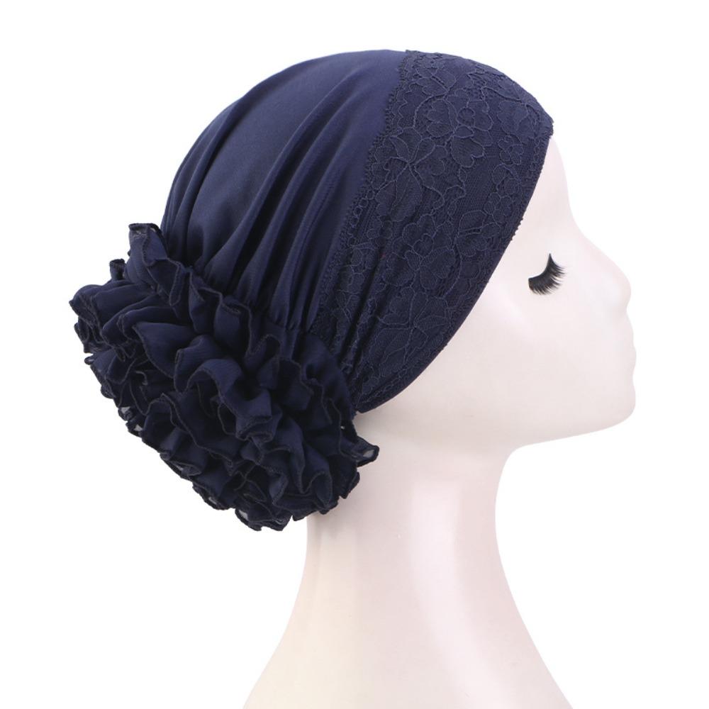Soft Turban Hat Solid Color Pullover Hat Elegant Women's Hijabs  Women Headwear