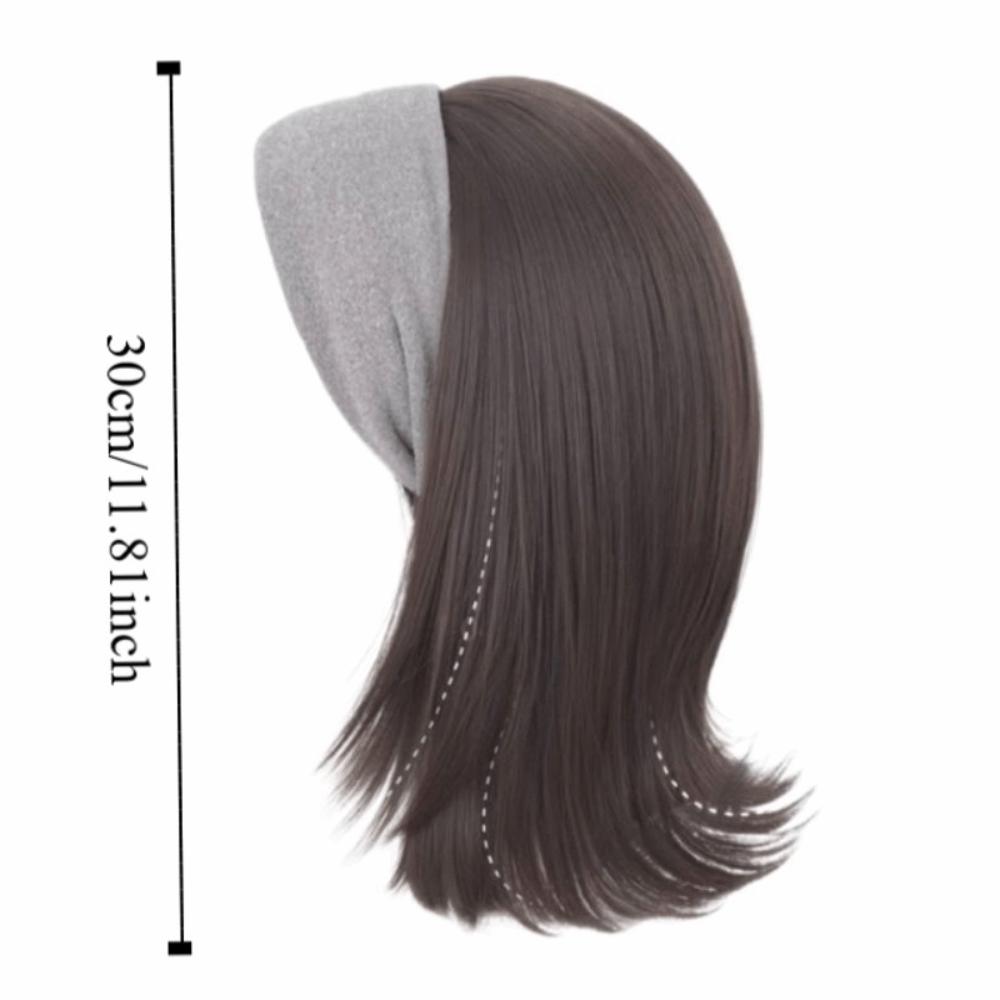 Korean Style Synthetic Wide Knit Headband Wigs Hair Hoop Short Wavy Bob Hair  Party