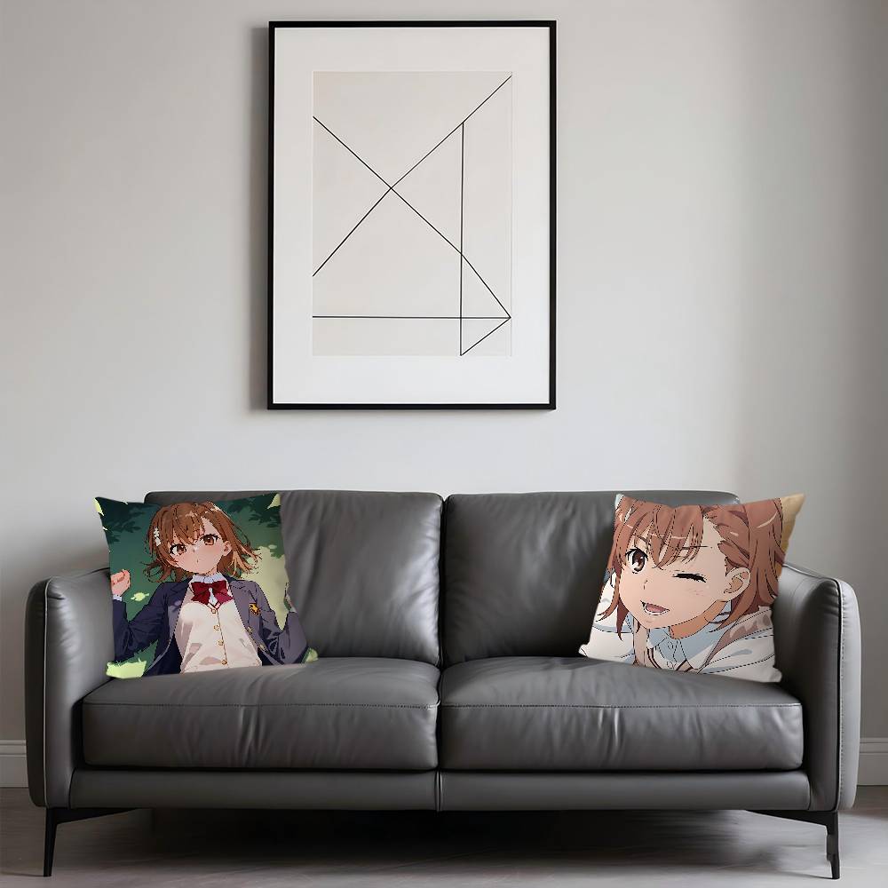 Misaka M-Mikoto Pillow Gift Home Office Decoration Bedroom Sofa Car Cushion Cover Case 45x45