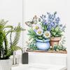 Colorful Blue Flower Potted Plant Wall Sticker Self-Adhesive Removable Living Room Bedroom Hallway Corridor Home Decor Art