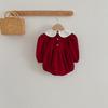 Red Baby Girls' Doll Collar Dress Bodysuit - Sisters' Spring/Autumn Romper Outfit