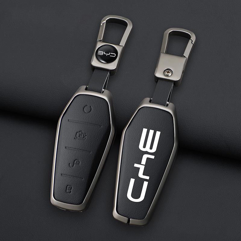 Styling Mouldings Alloy Car Key Case Cover Shell For BYD Song Plus Atto 3 Han EV Tang DM Qin Seal Dolphin Remote Fob Holder Keyc