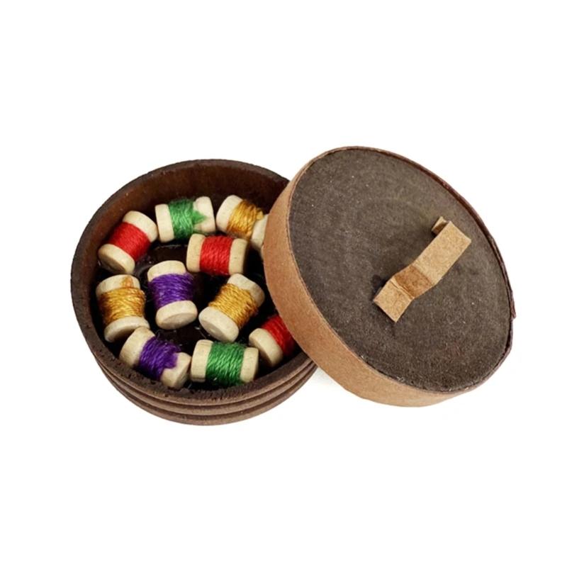 

Retro Round Thread Organizer Mini Furniture With Functional Design For Dollhouses Display 1