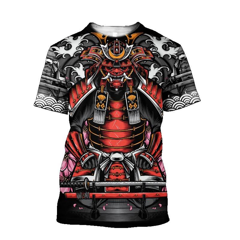 Summer Fashion Men Samurai graphic t shirts Personality Casual Cool Trend Printed Tees Oversized O-neck quick-drying t-shirt Top